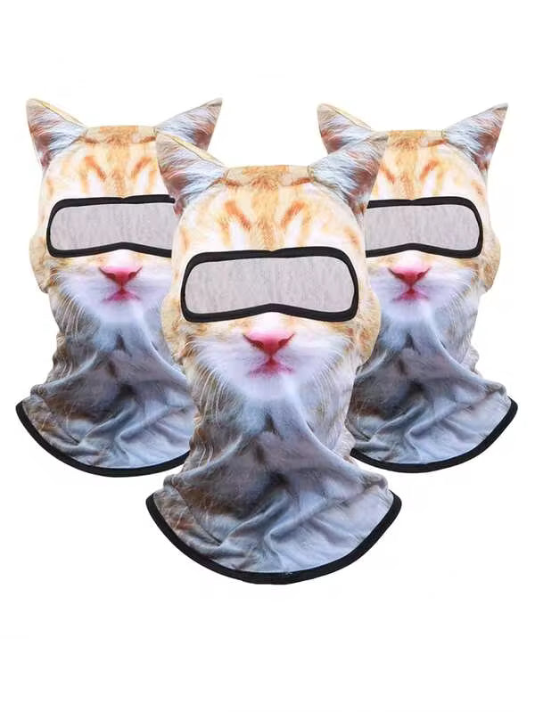 1pc Unisex 3D Animal Pattern Face Mask Balaclava Sun Protection Hat For Outdoor Skiing, Cycling, Daily Use, Travel, Hiking, Skiing, Cat And Dog Styles, Cat Ski Mask, Women's Hat, Beach Hat, Cruise Essential